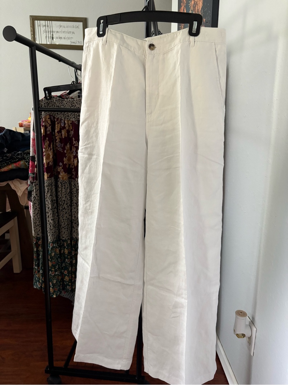Madewell White Linen Wide-Leg Trousers